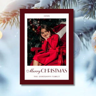 Cartão De Festividades Elegante Velho Dinheiro Borgonha 1 Foto Natal