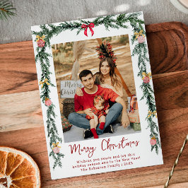 Cartão De Festividades Elegante Verde Botânico Feliz Natal 1 Foto