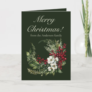 Cartão De Festividades Elegante Verde de Inverno Feliz Natal Não Foto