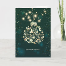 Elegante Verde, Faux Dourada Bola de Natal