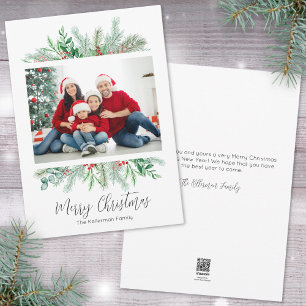 Cartão De Festividades Elegante Verde Foto Feliz Natal