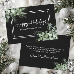 Cartão De Festividades Elegante Verde Preto Branco