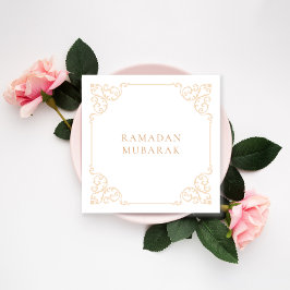 Cartão De Festividades Elegante Vintage Ramadan White Frame Saudação Dour