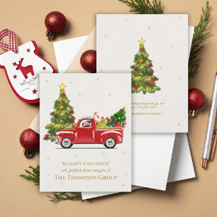 Cartão De Festividades Elegante Vintage Red Truck Árvore de Natal