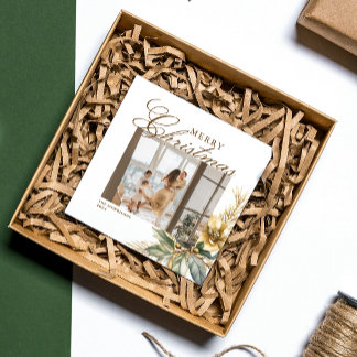 Cartão De Festividades Elegante Watercolor Christmas Greenery Foto Person