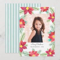 Elegante Watercolor Poinsettias Foto de Natal