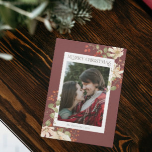 Cartão De Festividades Elegante Watercolor Wildflower Felry Natal