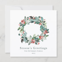Elegante Watercolor Winter Berry Greenery Wreath