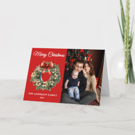 Cartão De Festividades Elegante Watercolor Wreath Photo