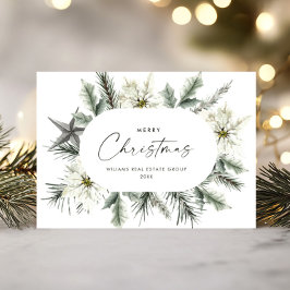 Cartão De Festividades Elegante White Poinsettia Corporação de Natal