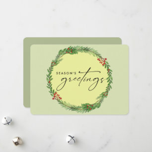 Cartão De Festividades Elegante Winter Greenery Wreath Business ADD LOGO