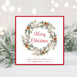 Cartão De Festividades Elegante Winter Wreath Watercolor Felry Christmas