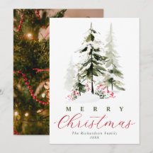 Elegantes Árvores de Pinheiro em Aquarela Natal &