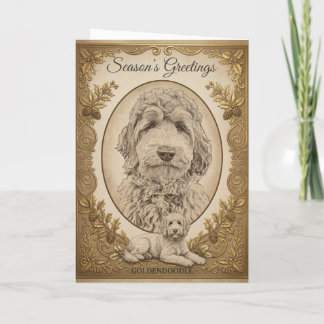 Cartão De Festividades • Elegantes Goldendoodles Vintage Saudação de Fim