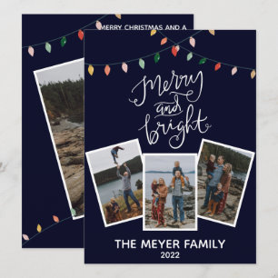 Cartão De Festividades Elegantes Luzes Azuis da Meia-Noite Alegres e Bril