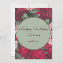 Elegantes Peônias Feliz Aniversário
