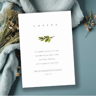 Cartão De Festividades Elegantes Saudações de Natal com Galho de Pinheiro