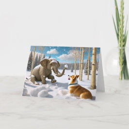 CARTÃO DE FESTIVIDADES ELEPHANT WINTER - COMBATE DE NEVE CORGI