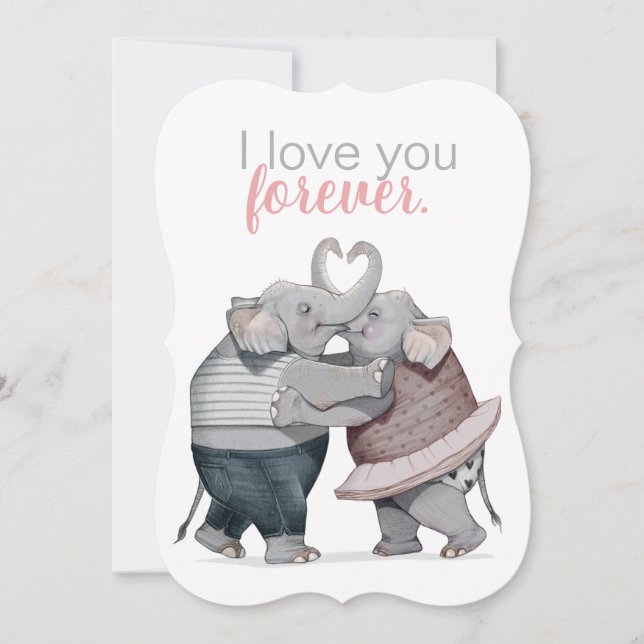 Cartão De Festividades Elephants in Love Flat Holiday Card (Frente)