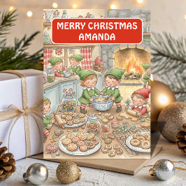 Cartão De Festividades Elf Cookie Factory Kids Christmas Card