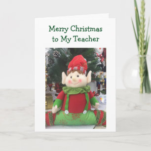 CARTÃO DE FESTIVIDADES ELF DIZ "NATAL FANTÁSTICO PARA MEU PROFESSOR"