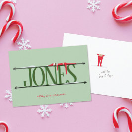 Cartão De Festividades Elf Shenanigans - Símbolo de nome - Natal verde