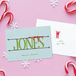 Cartão De Festividades Elf Shenanigans - Símbolo de nome verde e azul