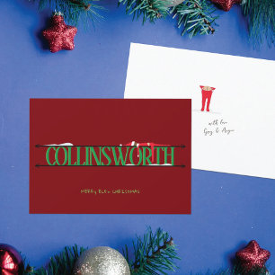 Cartão De Festividades Elf Shenanigans - Símbolo de nome vermelho e verde