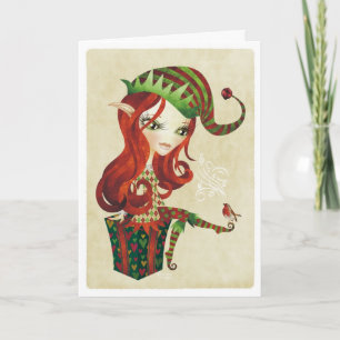 Cartão De Festividades Elfie Christmas Greeting Card