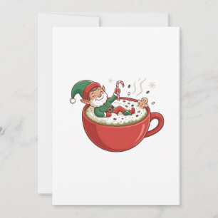 Cartão De Festividades Elfo Divertido Tomando Banho de Matcha