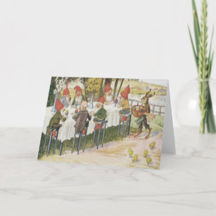 Cartão De Festividades Elfo Gnomo Coelho de Páscoa Frango Ovo Pintado Col