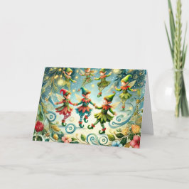 Cartão De Festividades Elfos Dançantes Caprichosos