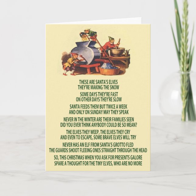 Cartão De Festividades Elfos de Natal ruins (Frente)