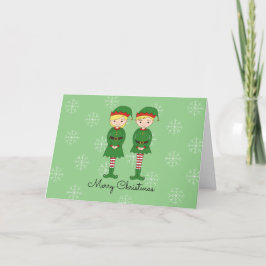 Cartão De Festividades Elfos ilusima Flocos de Neve de Natal Verde Claro