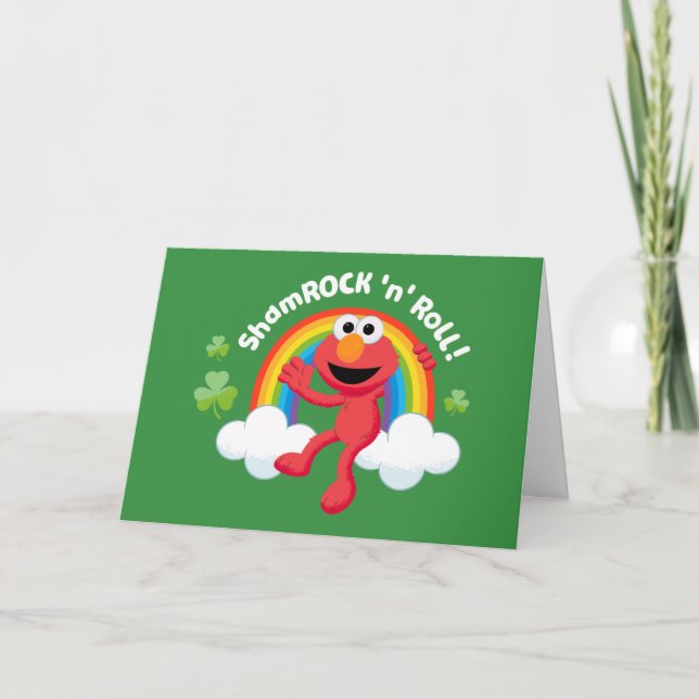 Cartão De Festividades Elmo | Shamrock 'n' Roll Arco-íris (Frente)