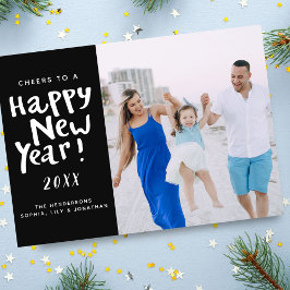 Cartão De Festividades Elogios a uma foto moderna do feliz ano novo