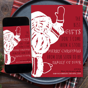 Cartão De Festividades Em breve será família de quatro Papais noeis de 