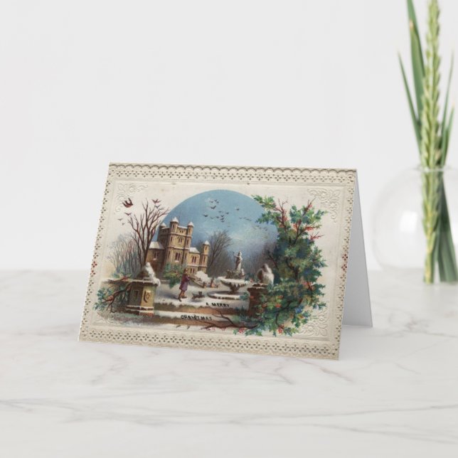 Cartão De Festividades Em dezembro de 1872: O jardineiro recolhe o (Frente)