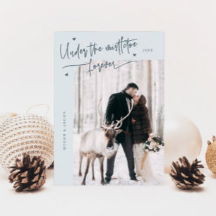 Cartão De Festividades Em Mistletoodo Forever Newlywing Photo Slate Blue