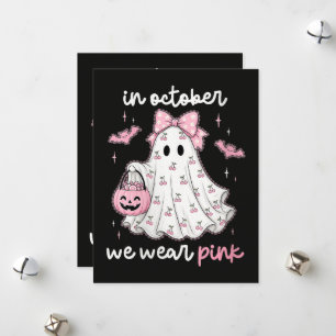 Cartão De Festividades em outubro usamos rosa fantasma Halloween