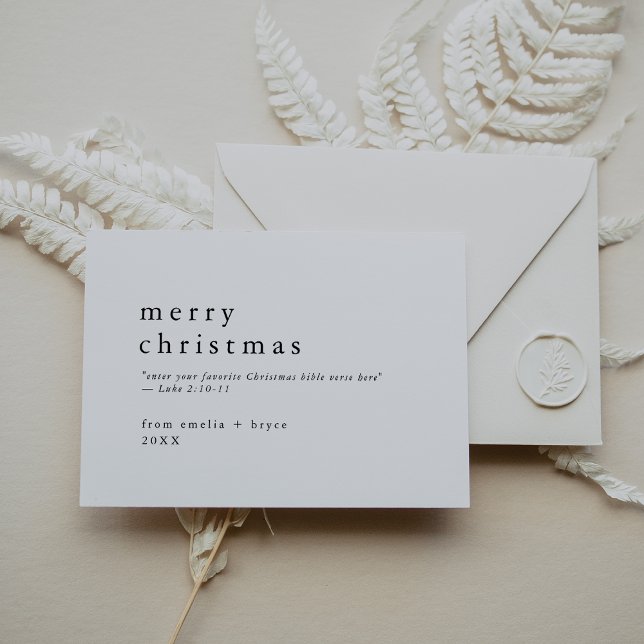 Cartão De Festividades EMELIA Black Easy Bíblia Verse Religião Natal (EMELIA Black Easy Bible Verse Religious Christmas Holiday Card)