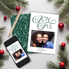 Cartão De Festividades Emerald Green Pattern Foto de Natal alegre