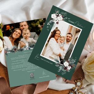 Cartão De Festividades Emerald Greenery Natais vintages duas fotos