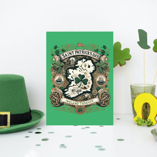 Cartão De Festividades "Emerald Isle Explorer" - Um Cartográfico Vintage