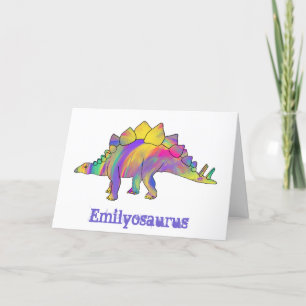 Cartão De Festividades Emily osaurus Colorido Estegossauro Arte de Dinoss