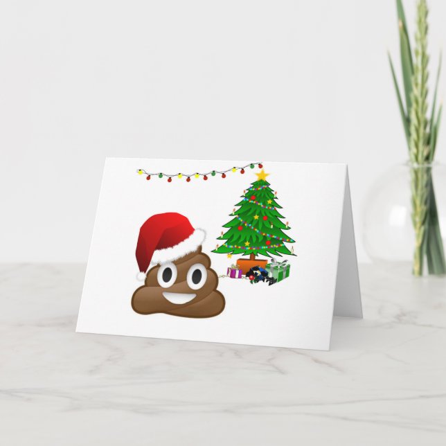 Cartão De Festividades emoji do poo do Natal (Frente)