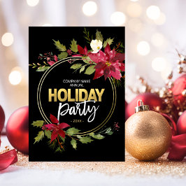 Cartão De Festividades Empresa CORPORATE Red Black Dourado Poinsettia PAR