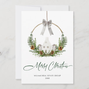 Cartão De Festividades Empresa de Composição de Natal Elegante Watercolor