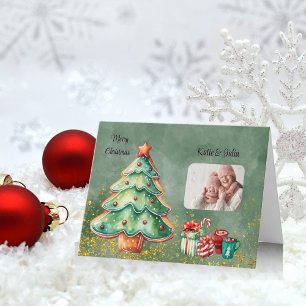 Cartão De Festividades Encantando a Watercolor Foto de Natal