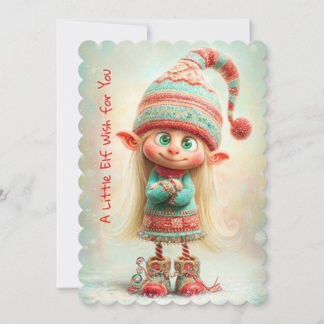 Cartão De Festividades Enchanted Elf | North Pole Christmas Magic (Frente)